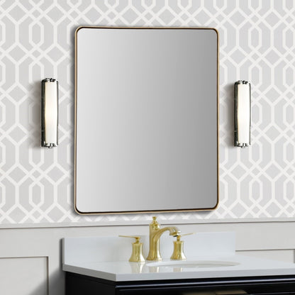 Rectangular Metal Frame Mirror in Brushed Gold
