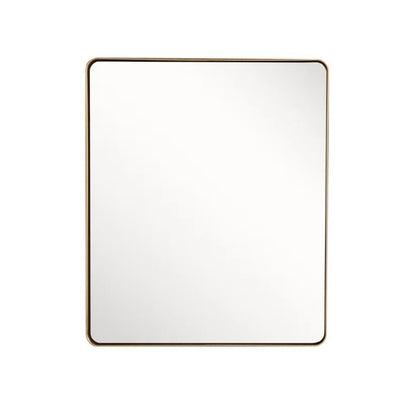 Rectangular Metal Frame Mirror in Brushed Gold