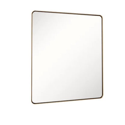 Rectangular Metal Frame Mirror in Brushed Gold