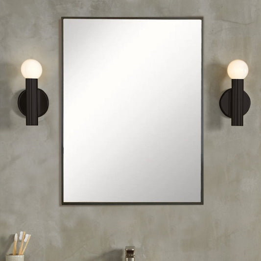 Rectangular Metal Frame Mirror in Matte Black