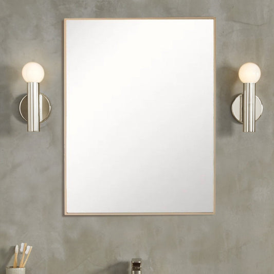 Rectangular Metal Frame Mirror in Brushed Gold