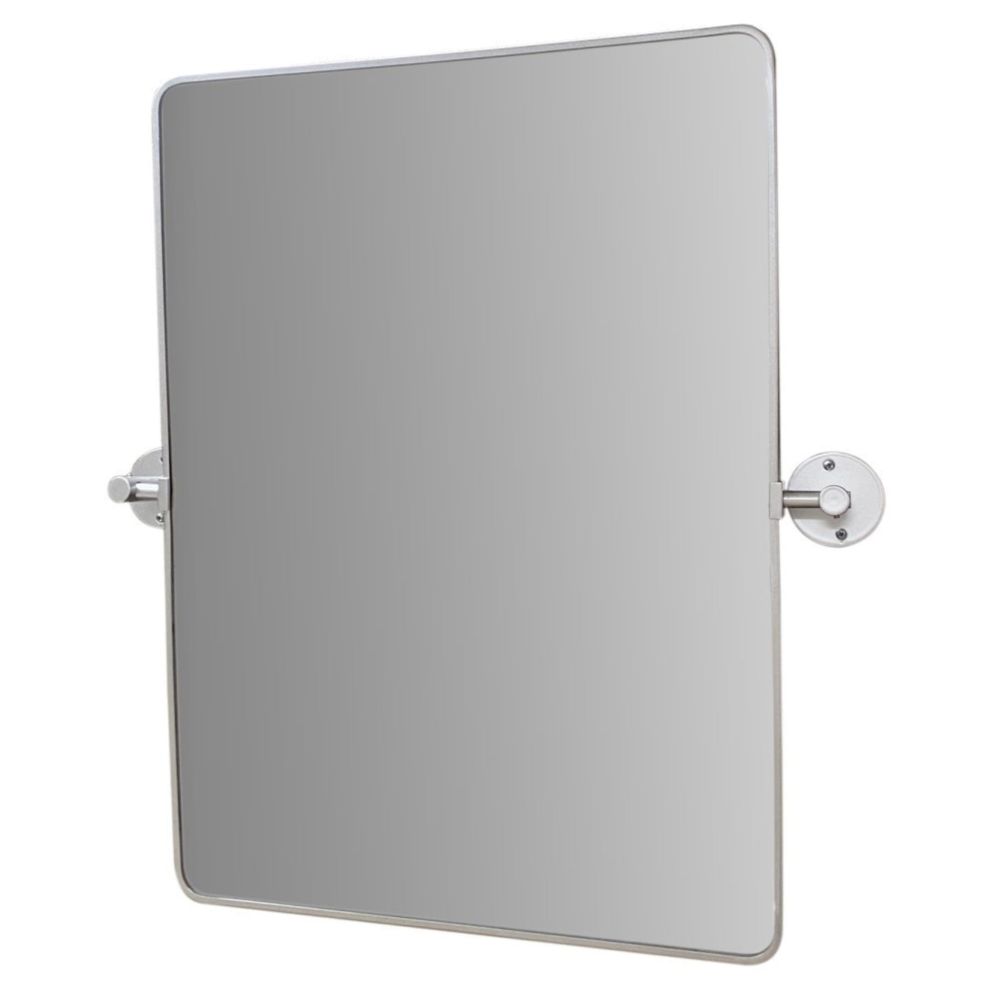 Rectangular Metal Frame Pivot Mirror in Brushed Silver