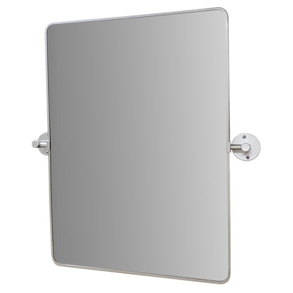 Rectangular Metal Frame Pivot Mirror in Brushed Silver