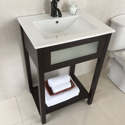 24" Single sink vanity manufactured wood espresso