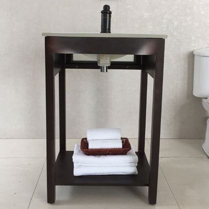 24" Single sink vanity manufactured wood espresso