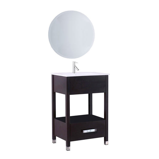 24" Single sink vanity manufactured wood espresso
