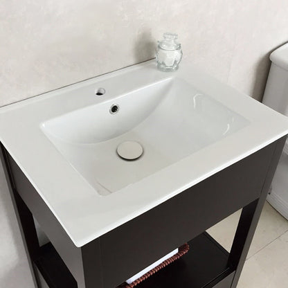 24" Single sink vanity manufactured wood espresso
