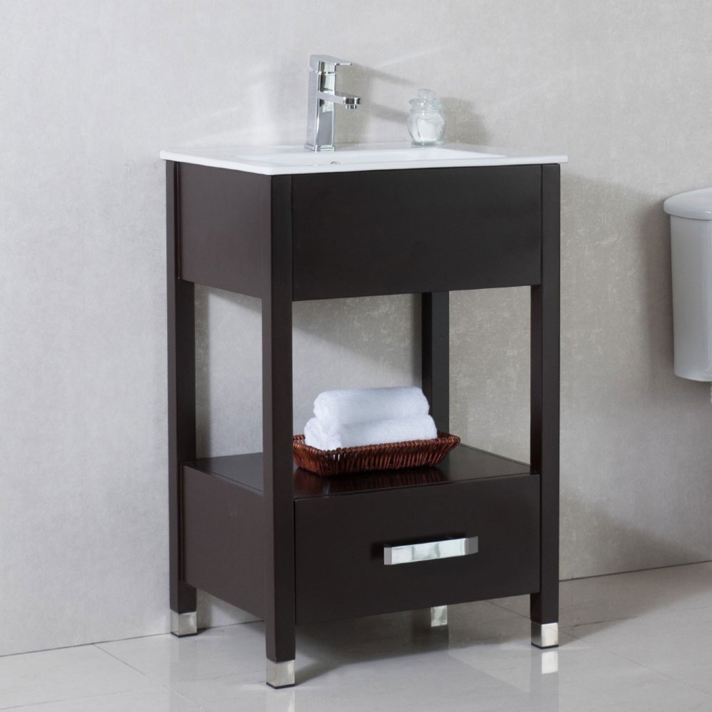 24" Single sink vanity manufactured wood espresso
