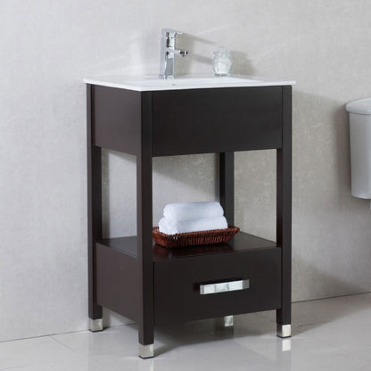 24" Single sink vanity manufactured wood espresso