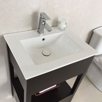 24" Single sink vanity manufactured wood espresso