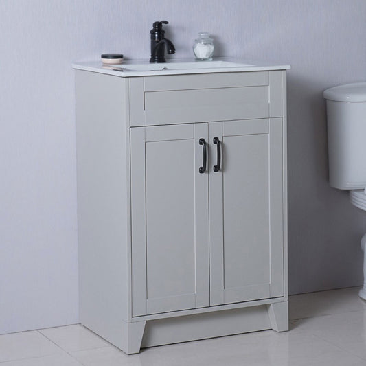 24" Single sink vanity manufactured wood light gray
