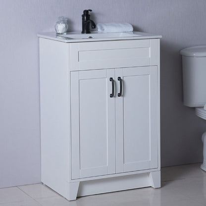 24" Single sink vanity manufactured wood white
