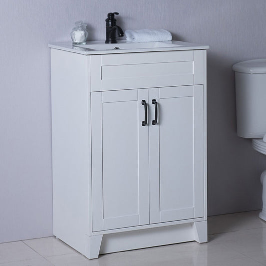 24" Single sink vanity manufactured wood white