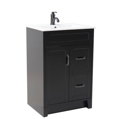 24" Single sink vanity manufactured wood espresso