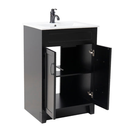 24" Single sink vanity manufactured wood espresso