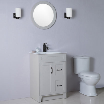 24" Single sink vanity manufactured wood light gray