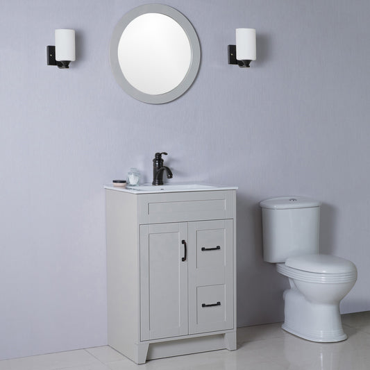 24" Single sink vanity manufactured wood light gray