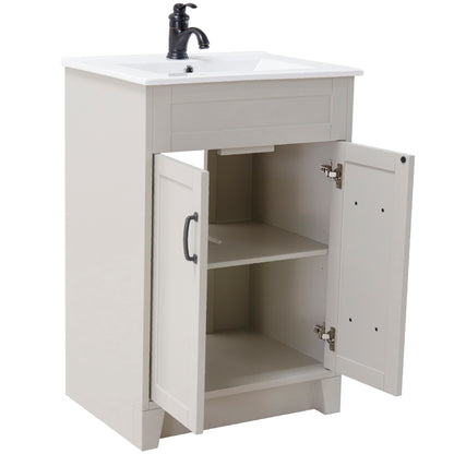24" Single sink vanity manufactured wood light gray