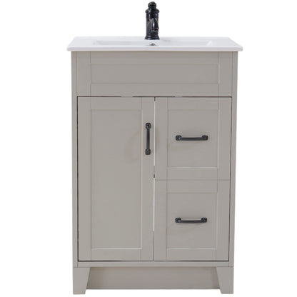 24" Single sink vanity manufactured wood light gray