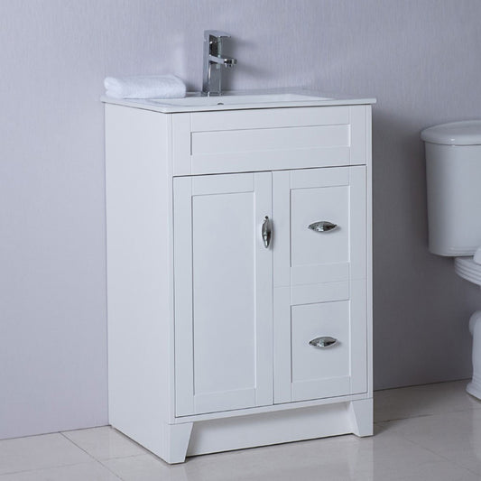 24" Single sink vanity manufactured wood white