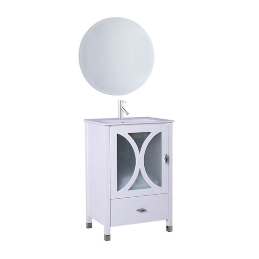 24" Single sink vanity manufactured wood white