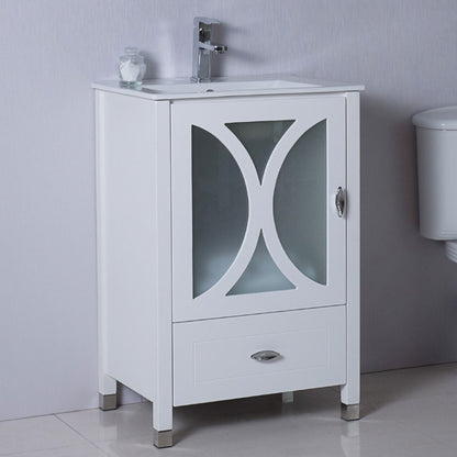 24" Single sink vanity manufactured wood white