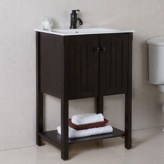 24" Single sink vanity manufactured wood sable walnut