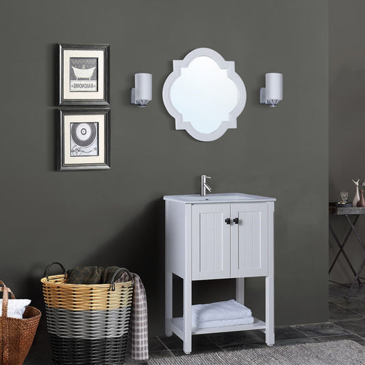 24" Single sink vanity manufactured wood white