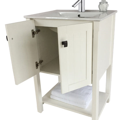 24" Single sink vanity manufactured wood white