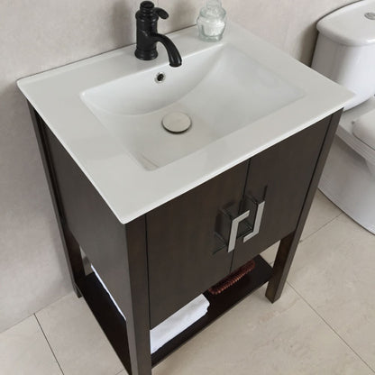 24" Single sink vanity manufactured wood sable walnut