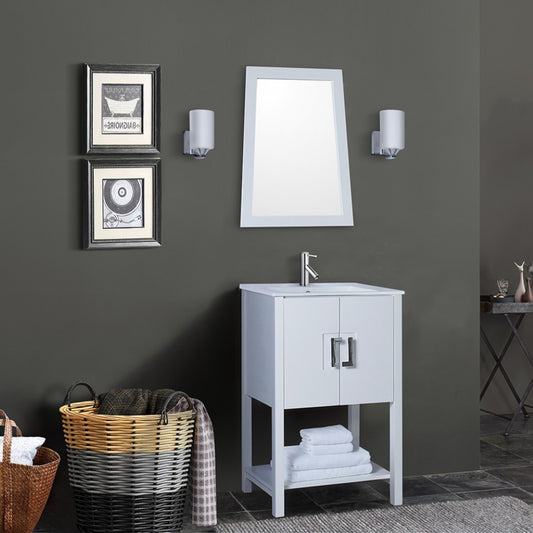 24" Single sink vanity manufactured wood white