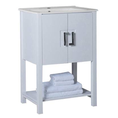 24" Single sink vanity manufactured wood white