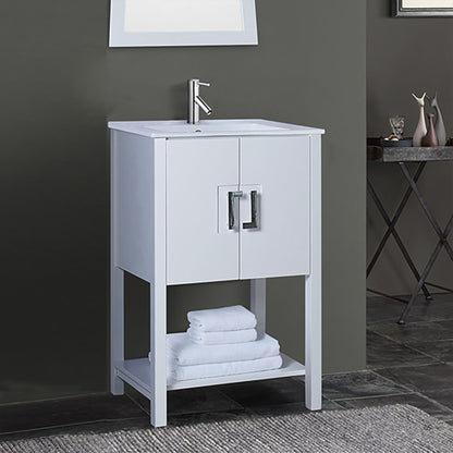 24" Single sink vanity manufactured wood white