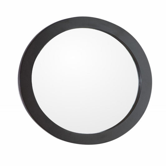 Round framed mirror manufactured wood espresso