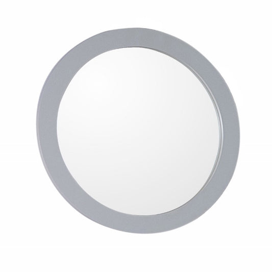 Round framed mirror manufactured wood light gray