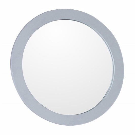 Round framed mirror manufactured wood white
