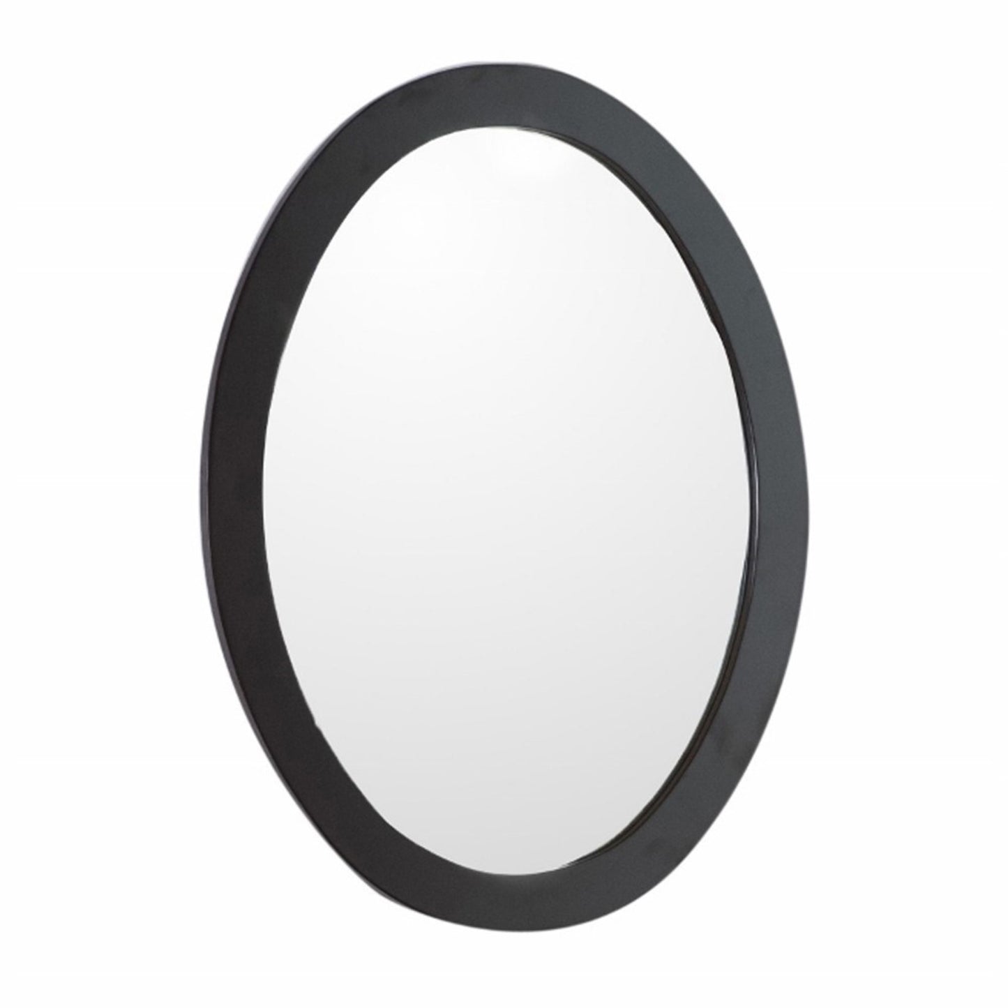 Oval framed mirror manufactured wood espresso