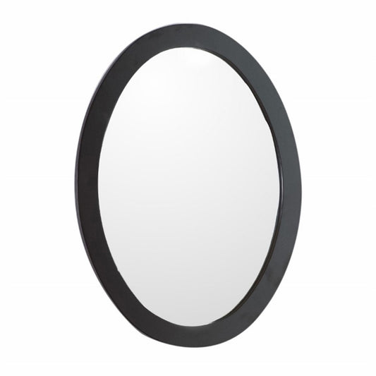 Oval framed mirror manufactured wood espresso