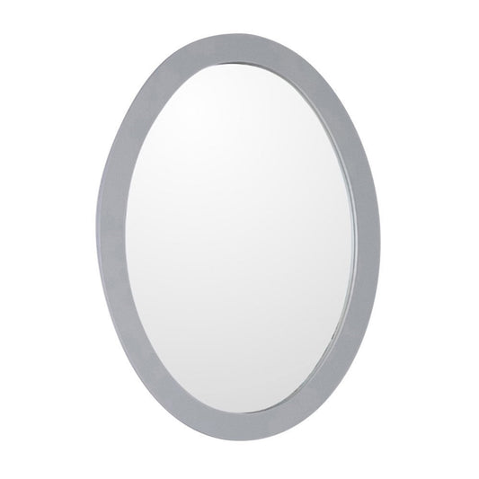 Oval framed mirror manufactured wood light gray