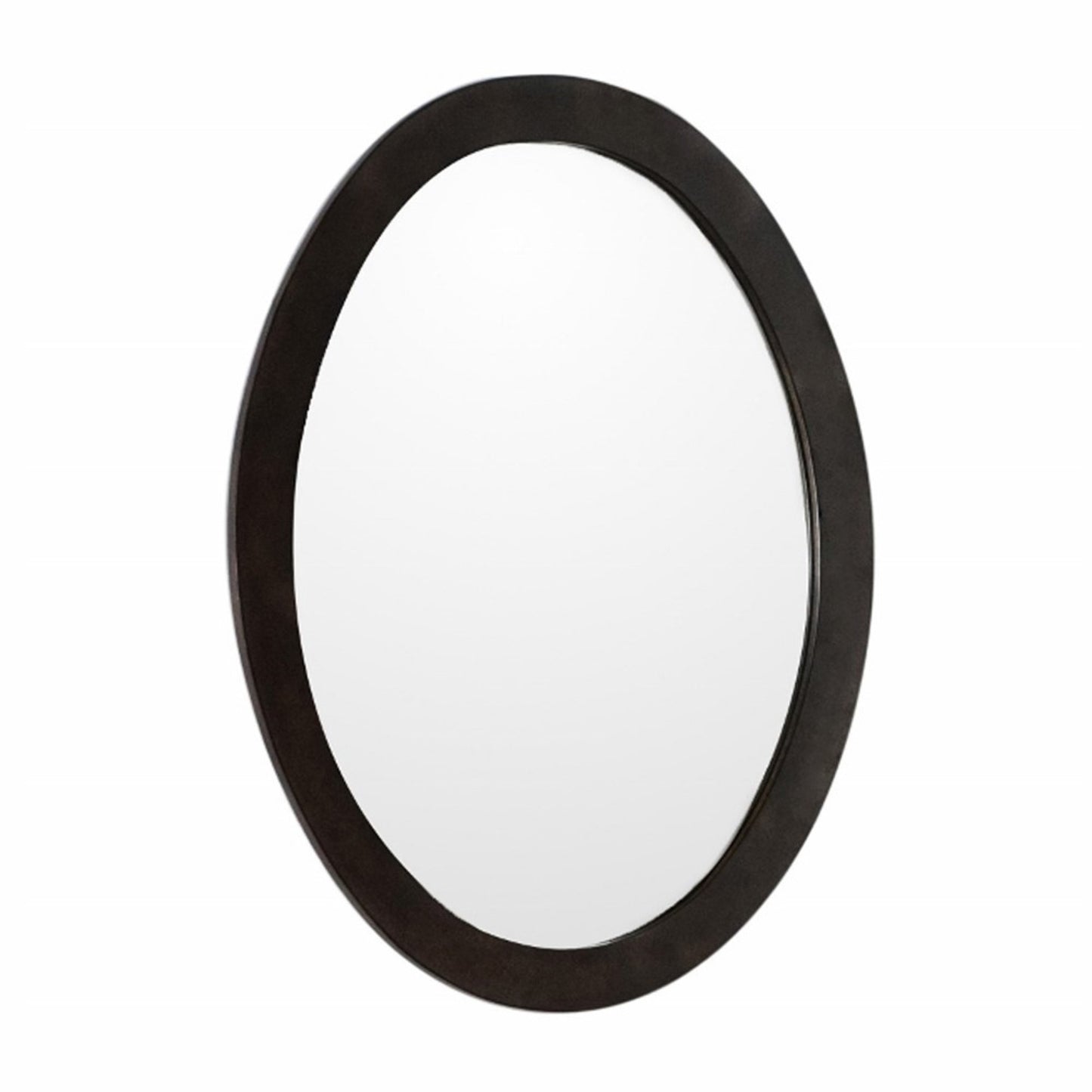 Oval framed mirror manufactured wood sable walnut