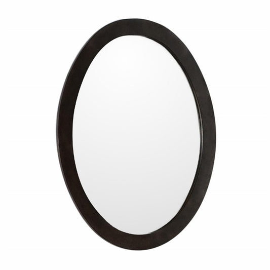 Oval framed mirror manufactured wood sable walnut