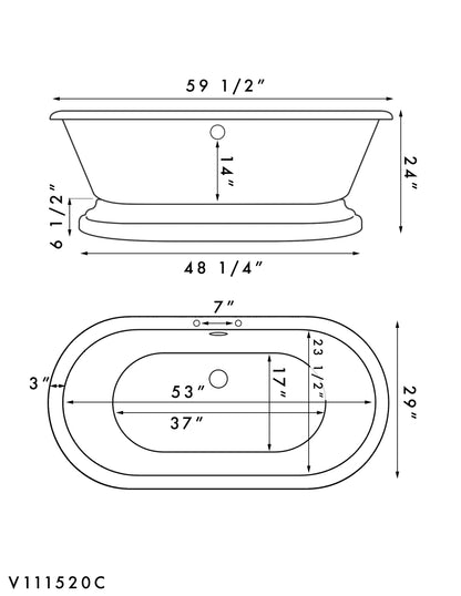 Acrylic Double Ended Pedestal Bathtub with Faucet Drillings and Complete Polished Chrome Plumbing Package