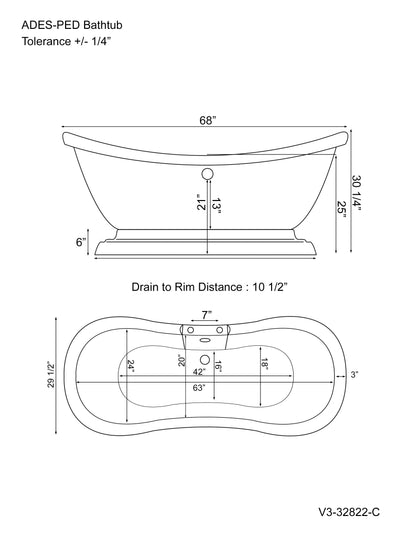 Acrylic Double Slipper Pedestal Soaking Tub with Complete Oil Rubbed Bronze Plumbing Package