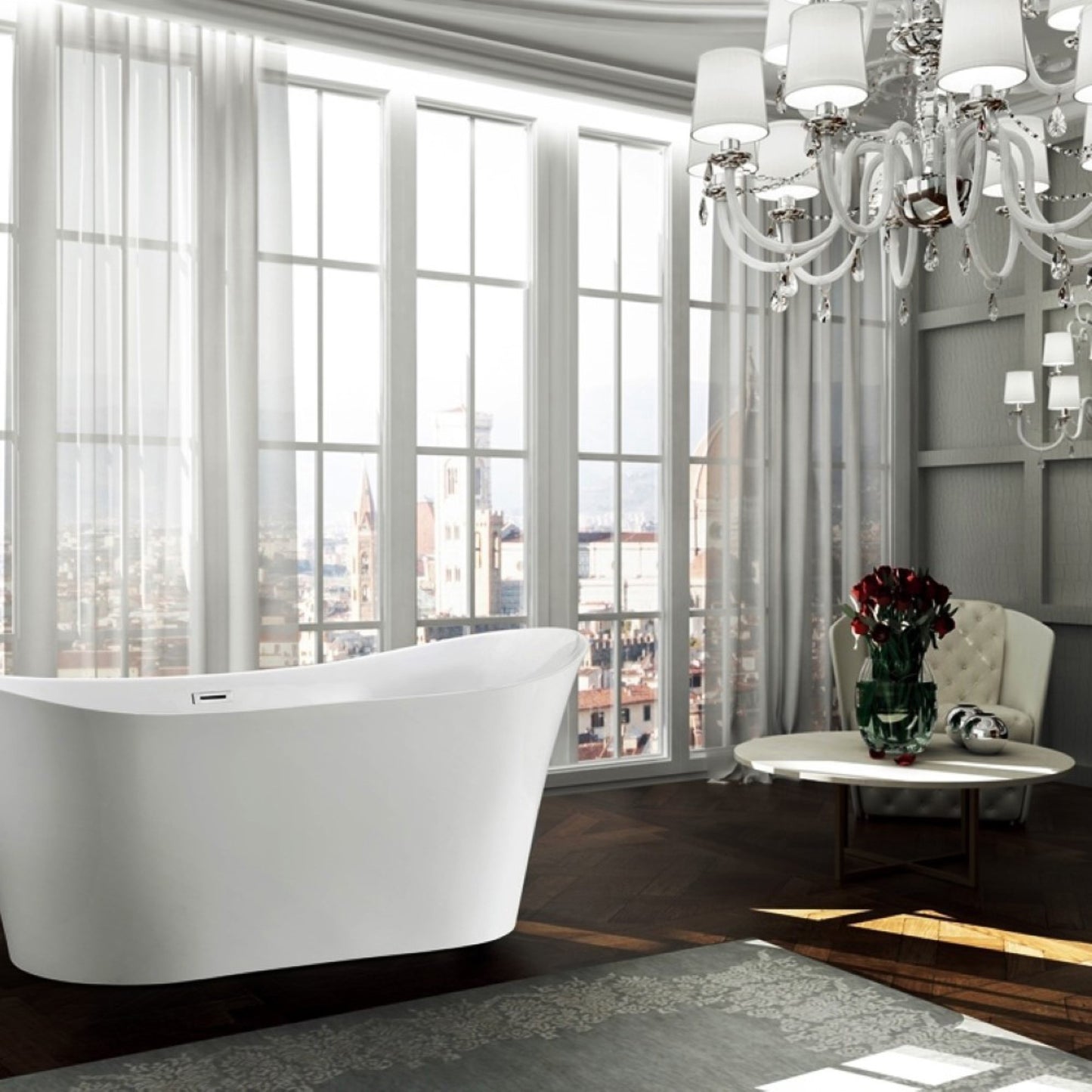 Bergamo 67" Freestanding Bathtub in Glossy White