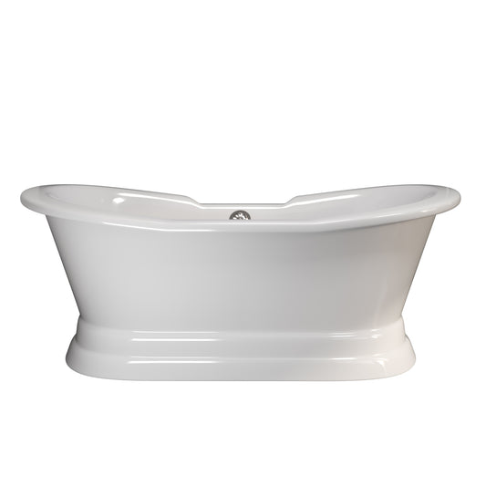 Cast Iron Double Ended Slipper Tub 71" X 30" with 7" Deck Mount Faucet Drillings