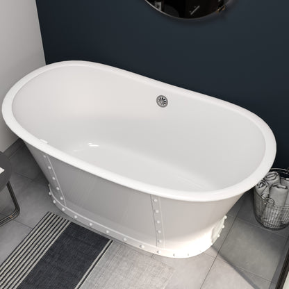 Cast Iron Double Slipper Skirted Bathtub 27"D x 67"L x 28"H