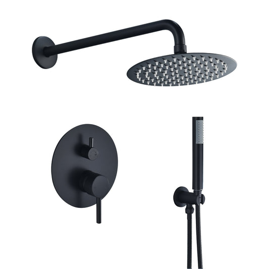 Herne Complete Shower System in Matte Black with Rough-In Valve with 8" Round Rain Shower Head