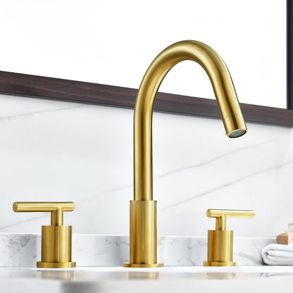 Balen 8" Widespread 2-Handle Bathroom High-Arc Faucet in Brushed Gold