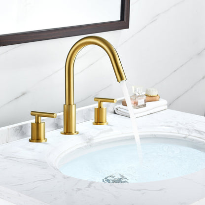 Balen 8" Widespread 2-Handle Bathroom High-Arc Faucet in Brushed Gold
