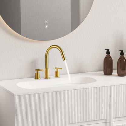 Balen 8" Widespread 2-Handle Bathroom High-Arc Faucet in Brushed Gold